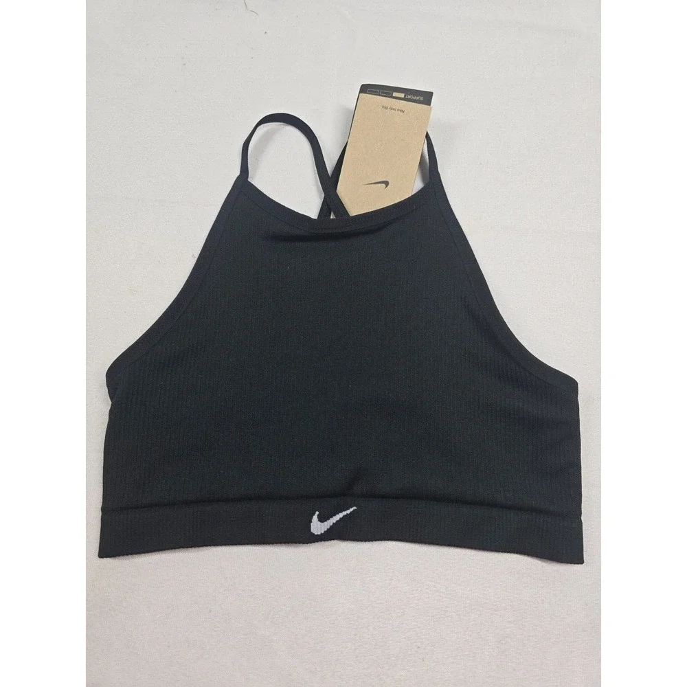 Nike Indy Seamless Ribbed Light Support Non Padded Sports Bra Black SZ XS DV9966
